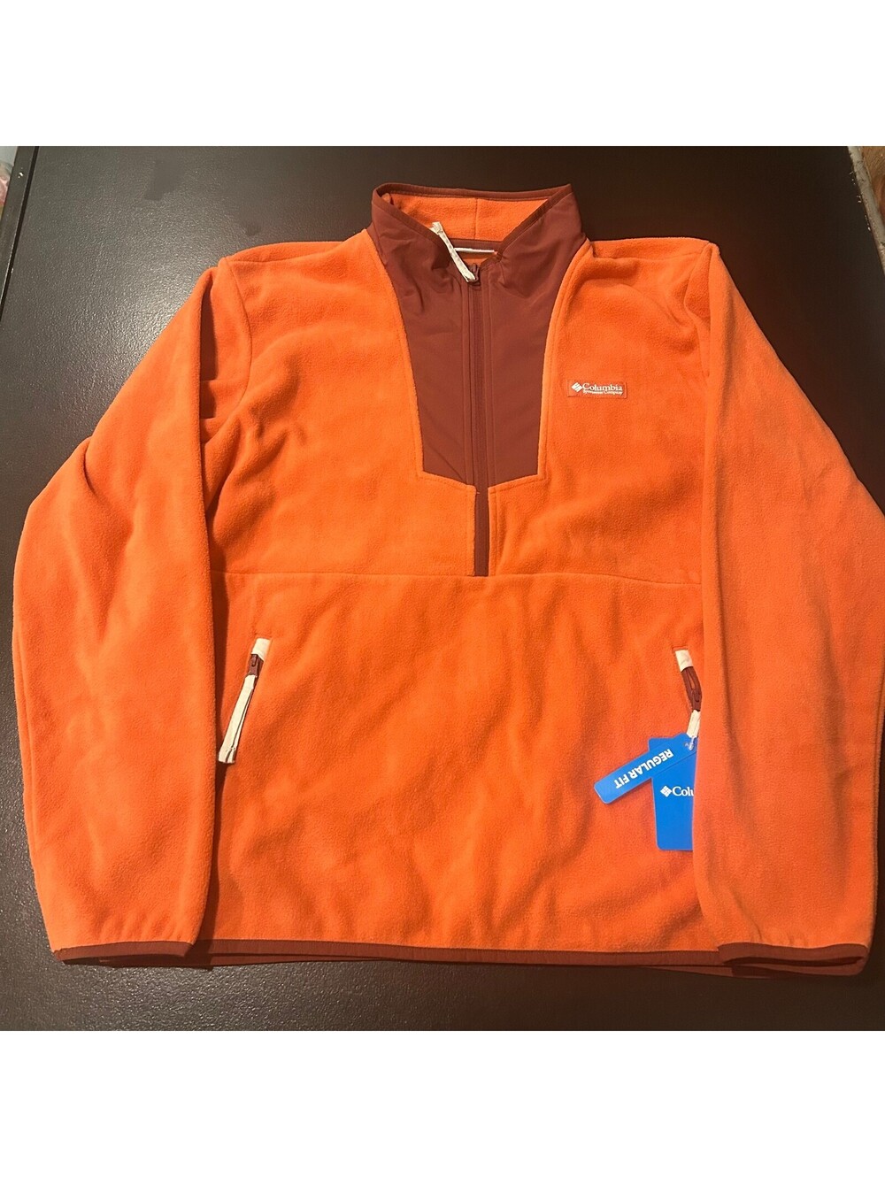 y2k NWT Columbia Orange Half-Zip Fleece Pullover Sweatshirt Jacket